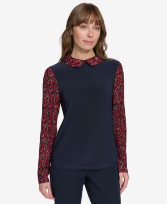 Tommy Hilfiger - Women's Collared Pleated-Sleeve Top