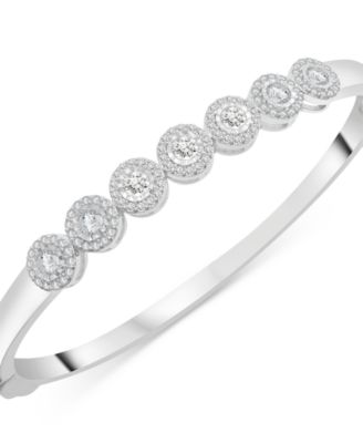 Wrapped in Love - Diamond Halo Bangle Bracelet (1 ct. t.w.) in Sterling Silver