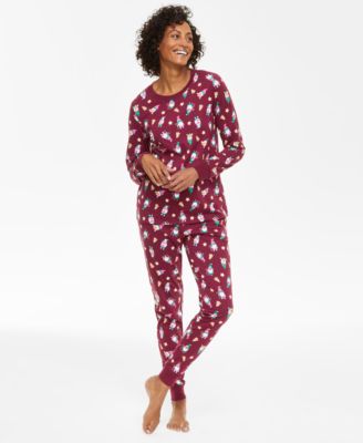 Holiday Lane - Women's 2-Pc. Gnomes Cotton Pajamas Set