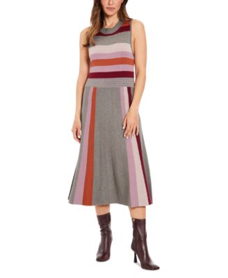 London Times - Women's Striped Sleeveless Sweater Dress