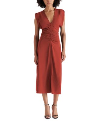 Steve Madden - Women's Honey V-Neck Ruched Midi Dress