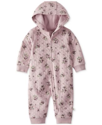 Carter's - Baby Girls Hooded Quilted Double-Knit Floral-Print Coverall