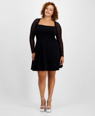 City Studios - Trendy Plus Size Square-Neck Back-Cutout Dress