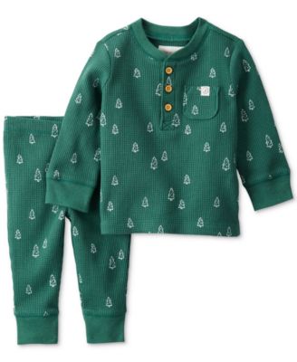 Carter's - Baby Waffle-Knit Evergreen Trees-Print Top & Pants, 2 Piece Set