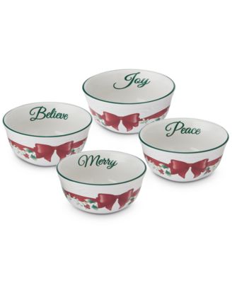 Winterberry - Red Ribbon Appetizer Bowls, Set of 4