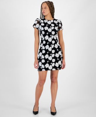 Sam Edelman - Women's Rose-Embroidered Boat-Neck Sheath Dress
