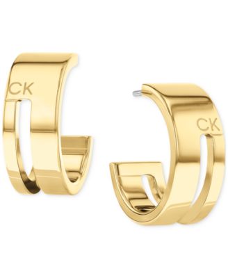 Calvin Klein - Gold-Plated Stainless Steel Geometric C-Hoop Earrings, 0.78"