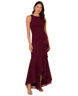 Adrianna Papell - Women's Sleeveless Ruffled High-Low Gown