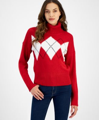 Tommy Hilfiger - Women's Argyle-Print Turtleneck Sweater