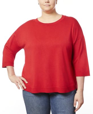 Melissa Paige - Plus Size Button-Back Dropped-Shoulder Sweater