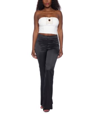 Alex & Sophia - Juniors' Strapless Imitation Pearl-Trim Scuba-Crepe Top