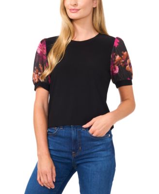 CeCe - Women's Floral-Print Puff-Sleeve Blouse