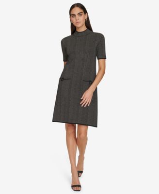Calvin Klein - Women's Mock-Neck Jacquard Sheath Dress