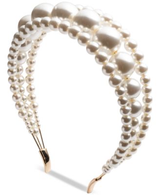 Emily in Paris - Gold-Tone Imitation Pearl Triple-Row Headband