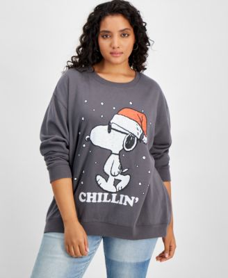 Love Tribe - Trendy Plus Size Chillin' Long-Sleeve Snoopy T-Shirt