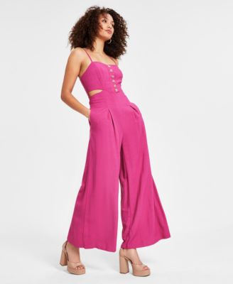 Bar III - Women's Sweetheart Cut-Out Wide-Leg Jumpsuit