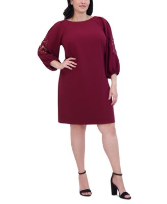 Vince Camuto - Plus Size Stretch-Crepe Lace-Sleeve Dress