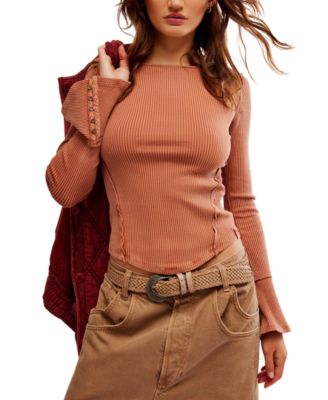 Free People - Women's Soul Sister Ribbed Bell-Sleeve Top