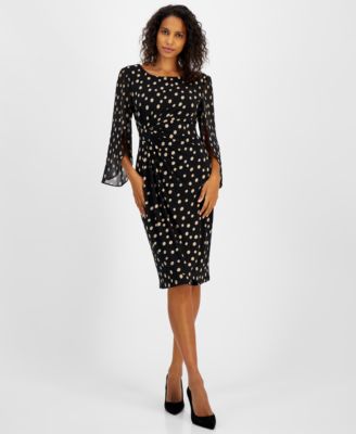 Connected - Women's Printed Cape-Sleeve Sheath Dress