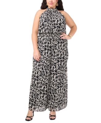 Vince Camuto - Plus Size Printed Halter Jumpsuit