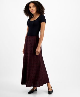 And Now This - Women's Bow-Print Mid-Rise Maxi Skirt, Created for Macy's