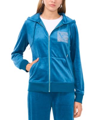 Vince Camuto - Women's Velour Rhinestone-Logo Hoodie