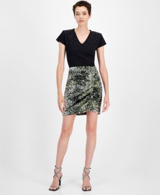 BOSS Orange - Women's Zip-Back Sequin Mini Skirt