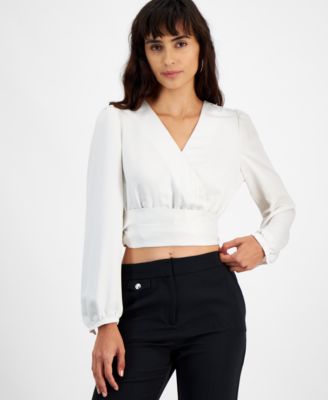 BOSS Orange - Women's Surplice Tie-Waist Crop Top