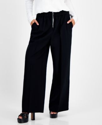 Bar III - Petite Zip-Front High Rise Wide-Leg Pants