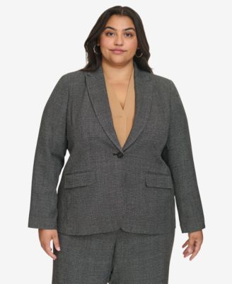 Calvin Klein - Plus Size Single-Button Padded-Shoulder Blazer