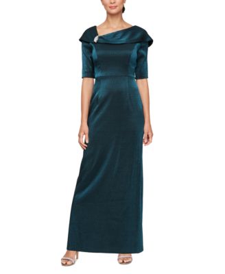 Alex Evenings - Women's Velvet Fold-Over Column Gown