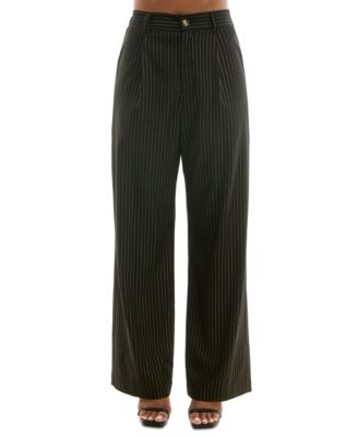 Alex & Sophia - Women's Striped Wide-Leg Pleated Pants