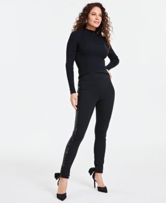 I.N.C. International Concepts - Women's Sparkle-Stripe Skinny Pants