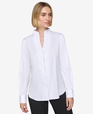 KARL LAGERFELD PARIS - Women's Button-Front Long-Sleeve Top