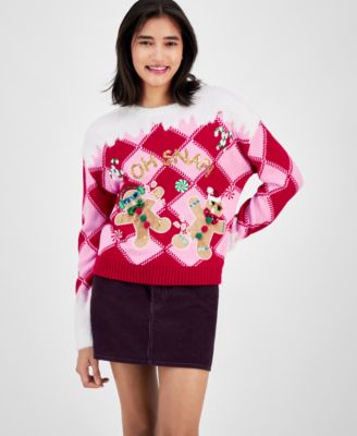 Hooked Up by IOT - Juniors' Oh Snap Gingerbread Man Christmas Sweater