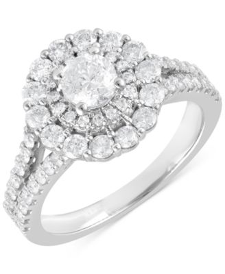 Macy's - Diamond Double Halo Engagement Ring (1-1/2 ct. t.w.) in 14k White Gold