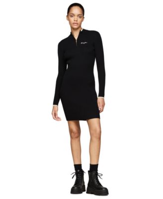 Tommy Jeans - Women's Metallic Tipped Quarter-Zip Sweater Dress