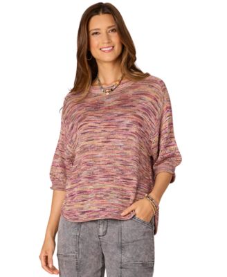 Democracy - Petite Space-Dyed 3/4-Sleeve Sweater