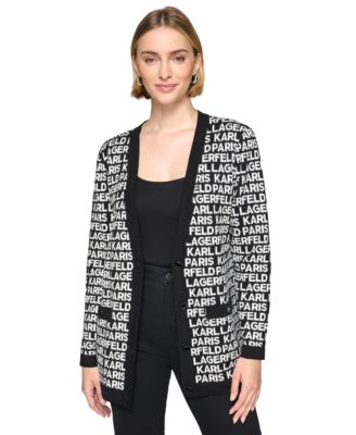KARL LAGERFELD PARIS - Women's Button-Down Logo Cardigan Sweater