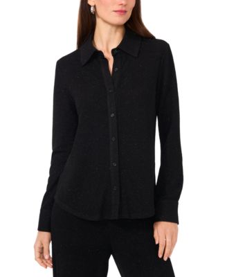 Vince Camuto - Women's Collared Knit Button-Down Shirt
