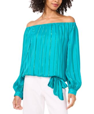 Vince Camuto - Women's Metallic-Stripe Off-The-Shoulder Top