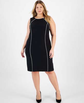 Kasper - Plus Size Tipped Sleeveless Sheath Dress