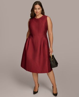 Donna Karan New York - Plus Size Jacquard Fit & Flare Dress