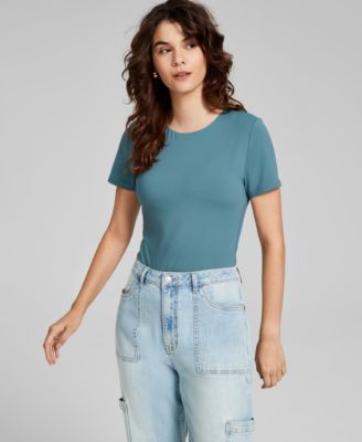 And Now This - Women's Crewneck Short-Sleeve Thong Bodysuit