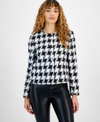 Bar III - Women's Houndstooth Button-Front Jacket
