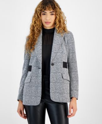Bar III - Women's Tweed Peak-Collar Blazer