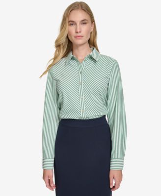 Tommy Hilfiger - Women's Strip-Print Button-Front Shirt