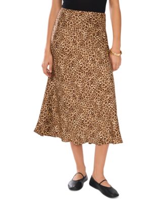 1.STATE - Women's Cheetah-Print Satin Midi Skirt