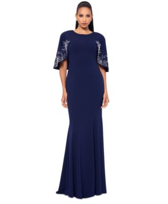 Betsy & Adam - Women's Embellished Cape-Sleeve Gown