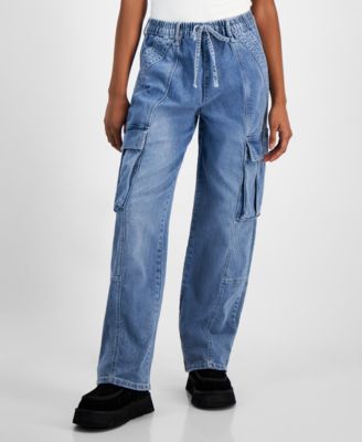 Madden Girl - Juniors' Drawstring-Waist Cargo Skater Jeans